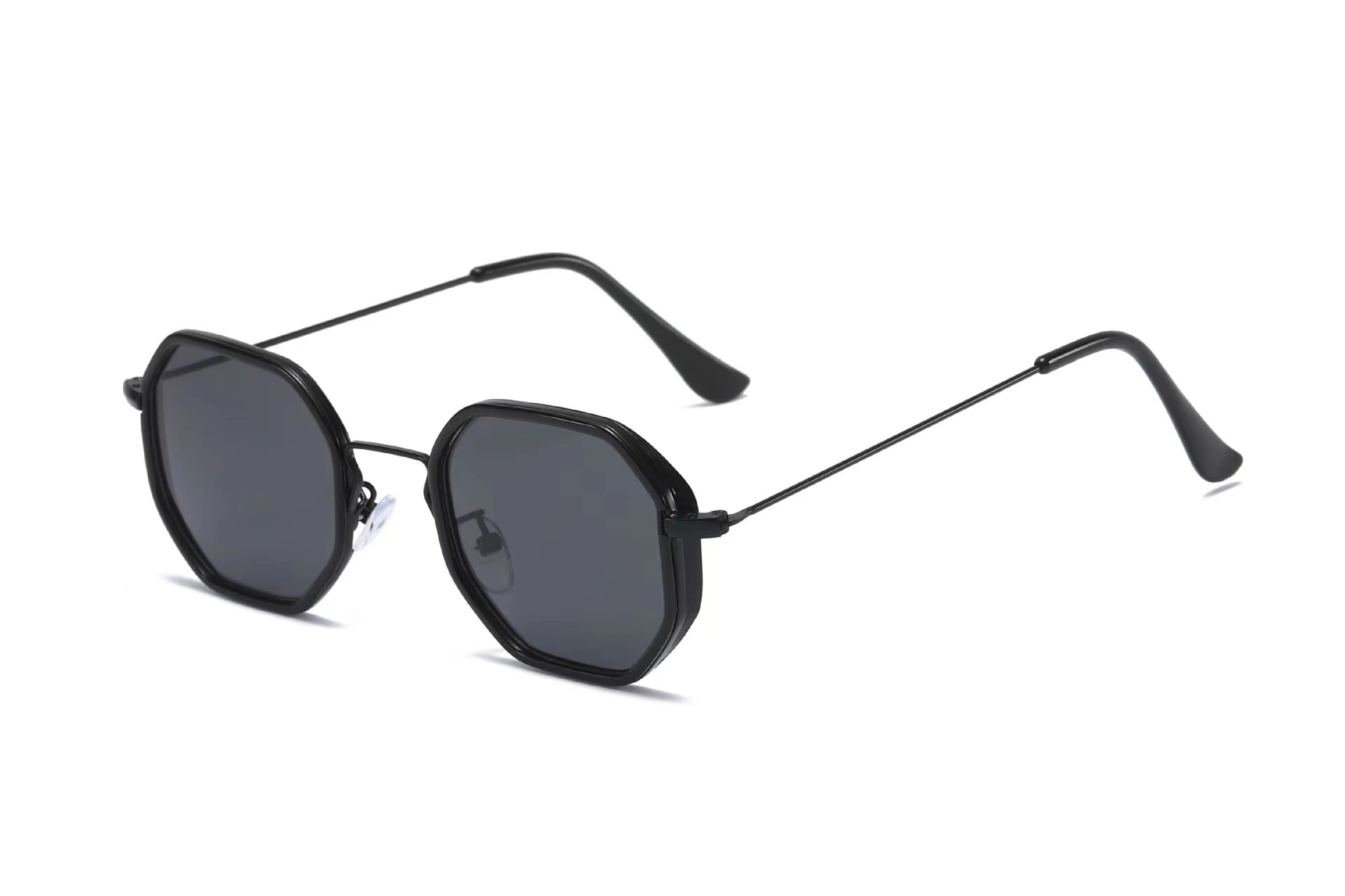 Windproof Sunglasses Metal Sun Protection UV Protection Sun Glasses - Black Frame Black Gray