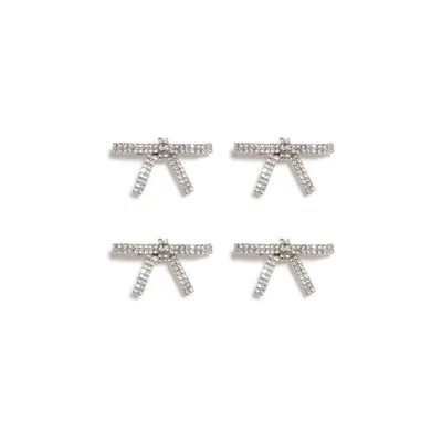 Super Fairy Bow Women's Rhinestone Barrettes Silver - Shop at LoveMi