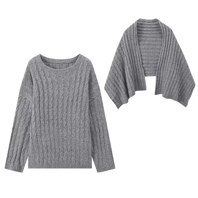 Women's Fashion Minimalist Long Sleeve Knitted Sweater Gray - Shop at LoveMi