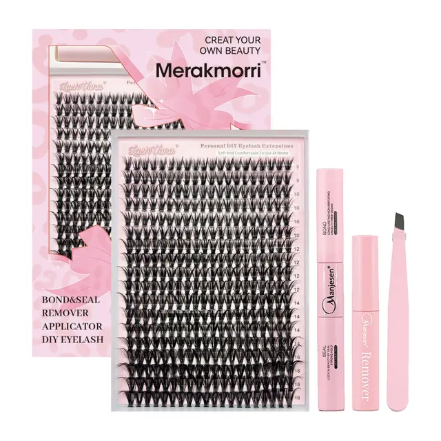 Eyelash Extensionkit Four piece Set Box Single Cluster Natural Eyelash 18 Rows 30D Pink Box Set - Shop at LoveMi