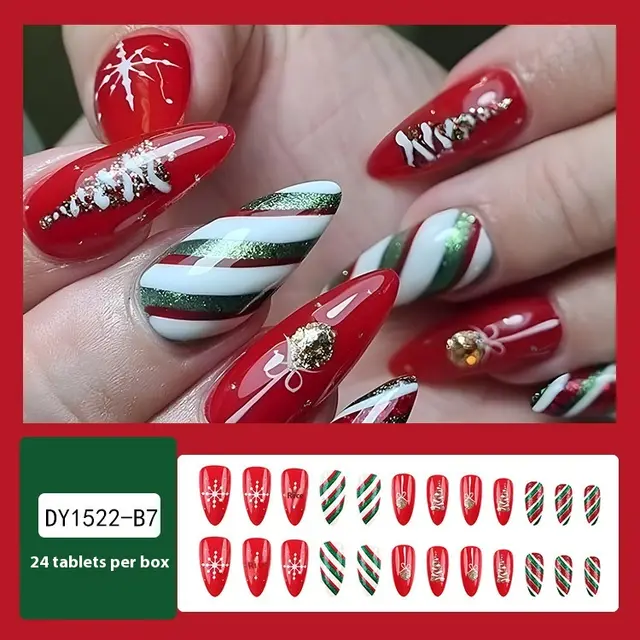 Christmas Wear Fake Nails Nail Sticker Christmas Ribbon A - Shop at LoveMi