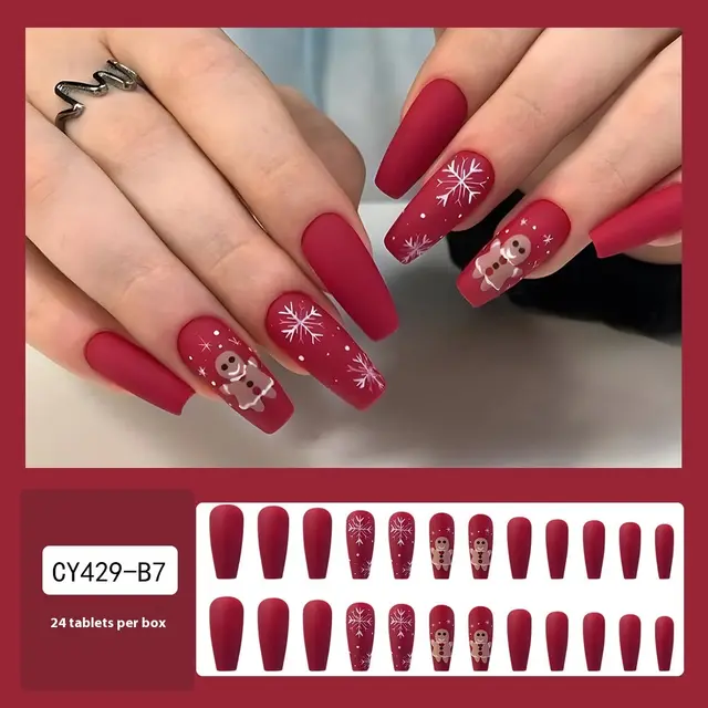 Christmas Wear Fake Nails Nail Sticker Christmas Snowman A - Shop at LoveMi