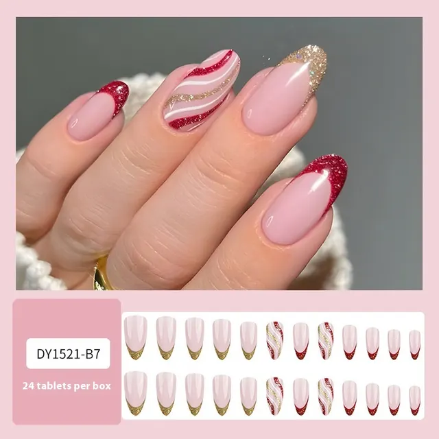 Christmas Wear Fake Nails Nail Sticker D Gold Powder Fleeting Time A - Shop at LoveMi