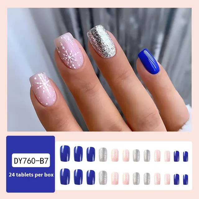 Christmas Wear Fake Nails Nail Sticker Pink And White Snowflake A - Shop at LoveMi