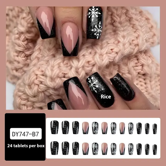 Christmas Wear Fake Nails Nail Sticker Spotted Snowflake A - Shop at LoveMi
