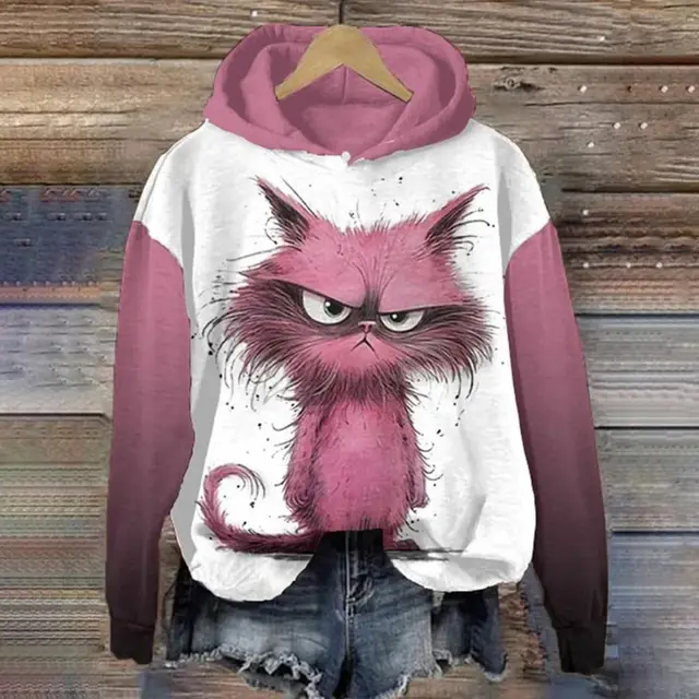 Women's Sweater 3D Digital Printing Animal Cat Oil Painting Pullover Hoodie Xxs - Shop at LoveMi