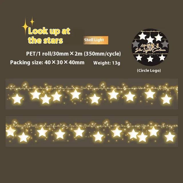 Beautiful Day Shell XINGX Light Curtain Series Hand Account Diy Decoration Material Stickers Tape Looking Up At The Stars - Shop at LoveMi