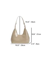 Patent Leather Glossy Women's Shoulder Bag Fashion All-match Handbag - Khaki