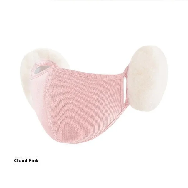 Cloud Warm Mask Winter Female Plush Cute Ear Protection Fleece lined Light Pink - Shop at LoveMi