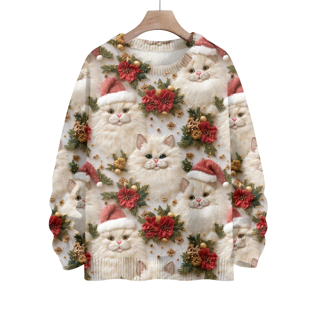 Thick Needle Sweater 3D Digital Printing Women's Christmas Top 36Z Other 1 3Xl - Shop at LoveMi