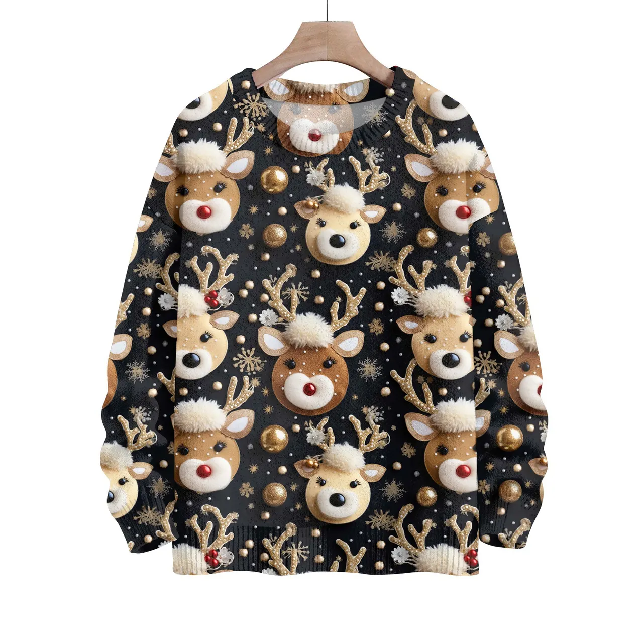 Thick Needle Sweater 3D Digital Printing Women's Christmas Top - Sdkcz740