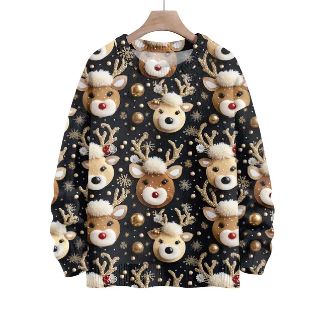 Thick Needle Sweater 3D Digital Printing Women's Christmas Top Sdkcz740 - Shop at LoveMi