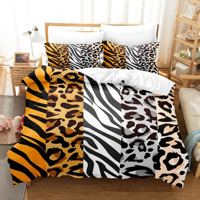 Printed Home Textile Animal Fur Grain Duvet Cover Pillowcase Three piece Set Style4 - Shop at LoveMi