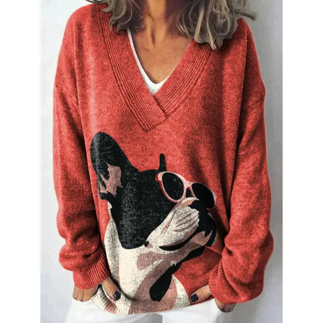 Autumn And Winter Fashion Trends Vintage Floral V neck Sweater Jm17 - Shop at LoveMi