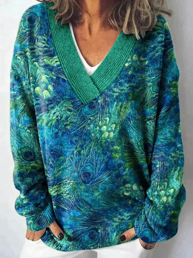 Autumn And Winter Fashion Trends Vintage Floral V neck Sweater Style 2 - Shop at LoveMi