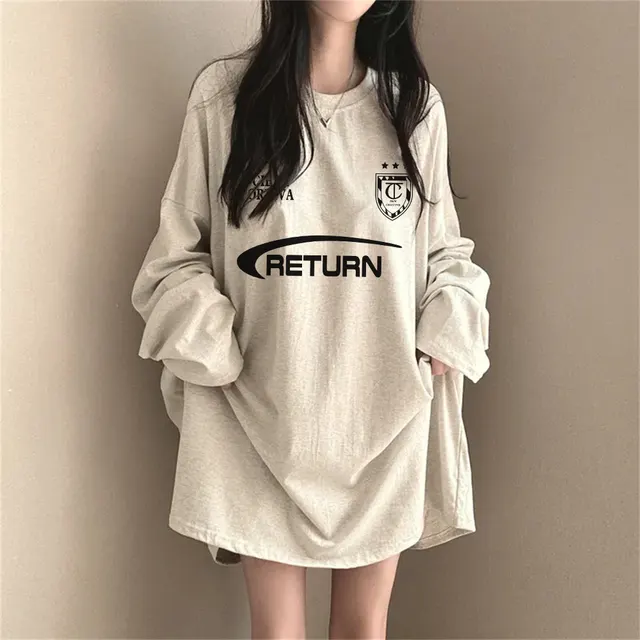 Design Sense Niche Chic Top Round Neck Mid length Light Gray - Shop at LoveMi