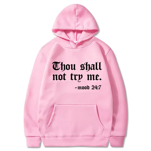 Thou Shall Not Try Me Hooded Sweater Pink - Shop at LoveMi