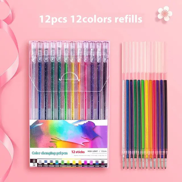 Shiny Crystal Gel Pen Fluorescent Pen Set 12 Colors Suit - Shop at LoveMi