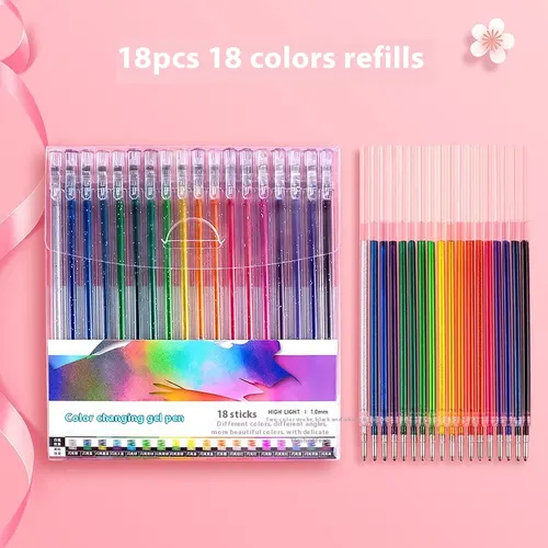 Shiny Crystal Gel Pen Fluorescent Pen Set 18 Colors Suit - Shop at LoveMi