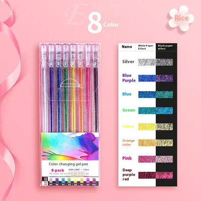 Shiny Crystal Gel Pen Fluorescent Pen Set 8 Color Flash Pen - Shop at LoveMi