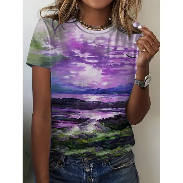 Women's Fashion 3D Printed Casual Short Sleeve Hai034 - Shop at LoveMi