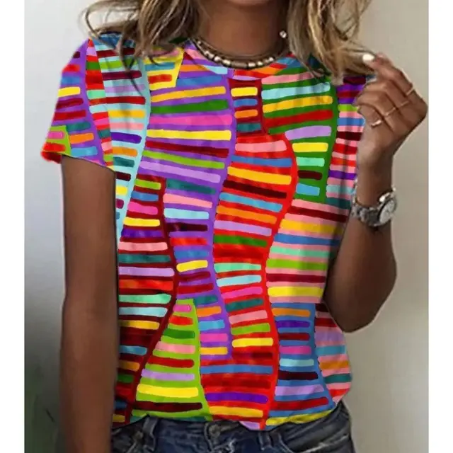 Women's Fashion 3D Printed Casual Short Sleeve Hai038 - Shop at LoveMi