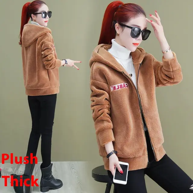 Winter Faux Cashmere Thickened Coat For Women Brown - Shop at LoveMi