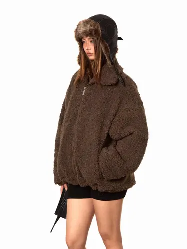 Solid Color Women's Winter Clothes Casual Versatile Outerwear Coffee - Shop at LoveMi