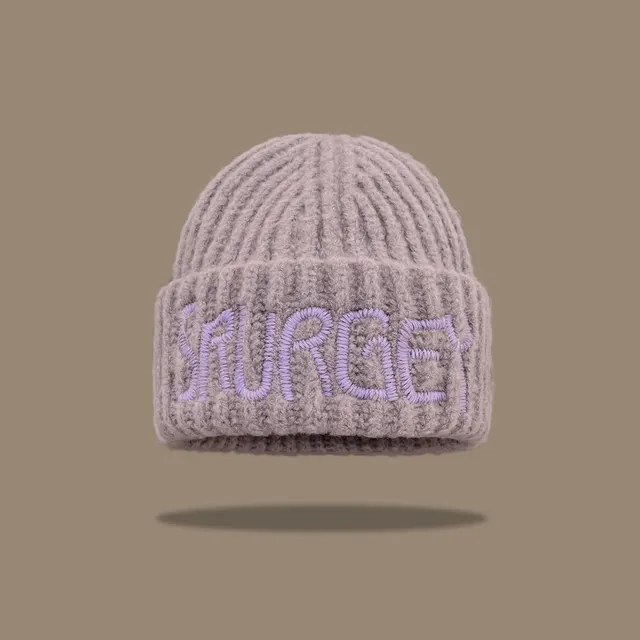 Korean Fashion Lettered Black Wool Hat Purple - Shop at LoveMi