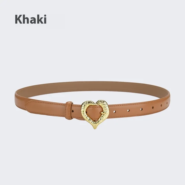 Personalized Love Leather Belt Female Fashion Belt Decoration 25410 Khaki - Shop at LoveMi