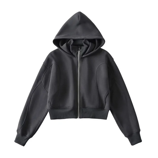 American Short Zipper Sweater Slim Fit Sports Hoodie Dark Gray - Shop at LoveMi