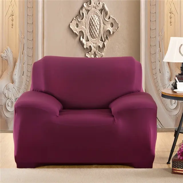 All inclusive Sofa Cover Solid Color Household Bean Paste Purple - Shop at LoveMi