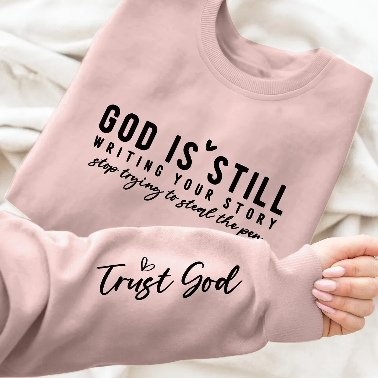 Vibrant Letter Print Crew Neck Sweatshirt Soft - Pinkcolor