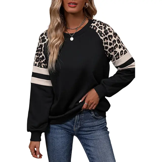 Personalized Niche Leopard Print Raglan Sleeve Sweater P2Color - Shop at LoveMi