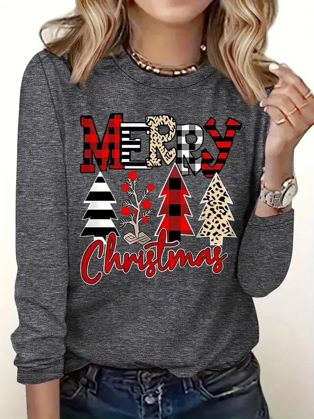 Women's Christmas Crew Neck Casual Sweater Element 3 - Shop at LoveMi