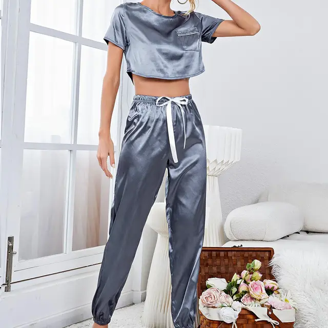 Short sleeved Trousers Homewear Loose Leisure Suit Blue - Shop at LoveMi