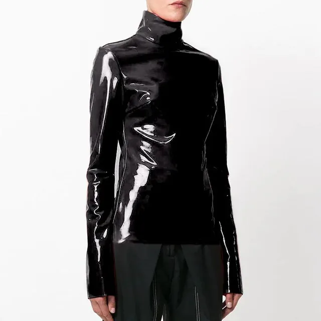European And American PU Leather Casual Slim fit Long Sleeve Black - Shop at LoveMi