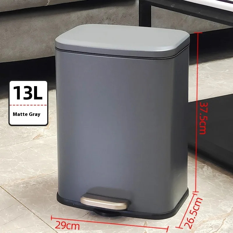 Stainless Steel Trash Can Kitchen Hygiene - Matte Gray Gold 13L - View 1