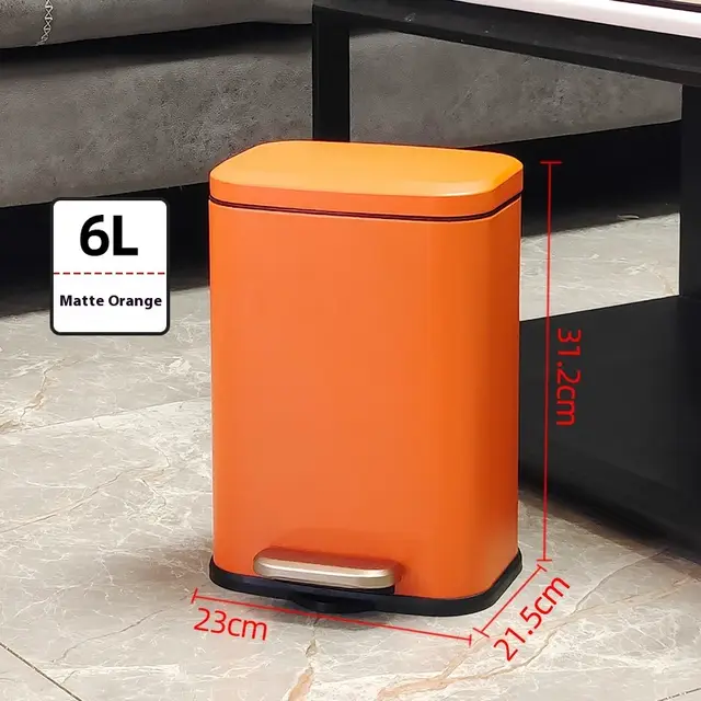 Stainless Steel Trash Can Kitchen Hygiene Matte Orange Gold 6L - Shop at LoveMi
