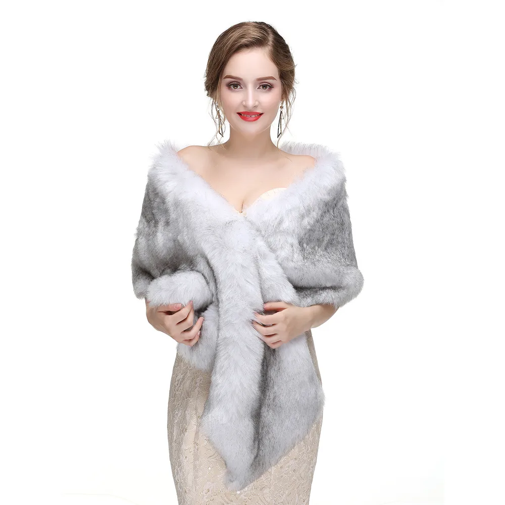 Wedding Dress Fox Fur Waistcoat Winter Warm Fur Shawl - No 3 Colour