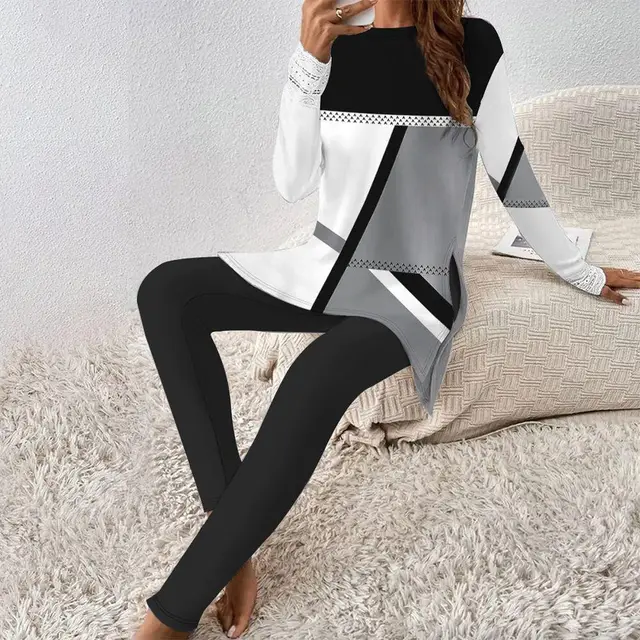 Long Sleeve Garden Collar T shirt Yoga Pants Suit Wa34Wc01Zl241220T001 - Shop at LoveMi