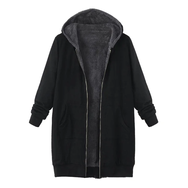 Thickened Sweater Cardigan Overcoat Coat Black - Shop at LoveMi