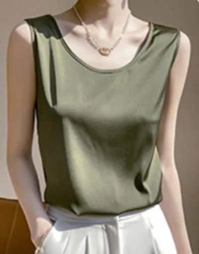 Loose Sleeveless Base Top Summer Avocado Green - Shop at LoveMi