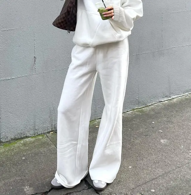 High Waist Straight leg Pants Leisure Sports Suit White Trousers - Shop at LoveMi