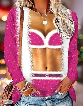 Women's Creative 3D Printed Round Neck Long-sleeved Sweater - Type A