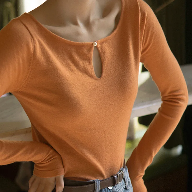 Inner Wear Fashion Bottoming Shirt High-grade Shoulder Top - Orange
