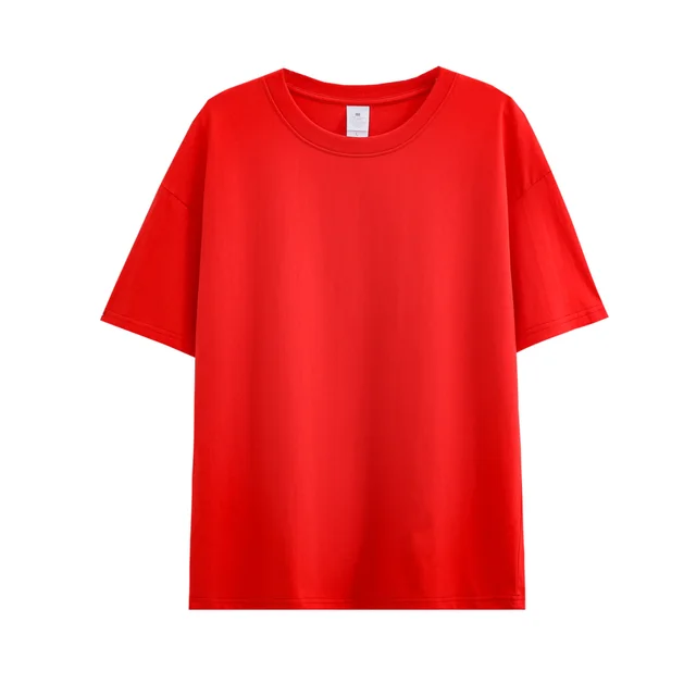 Solid Color Drop shoulder T shirt Women's Blank Shirt Bright Red - Shop at LoveMi