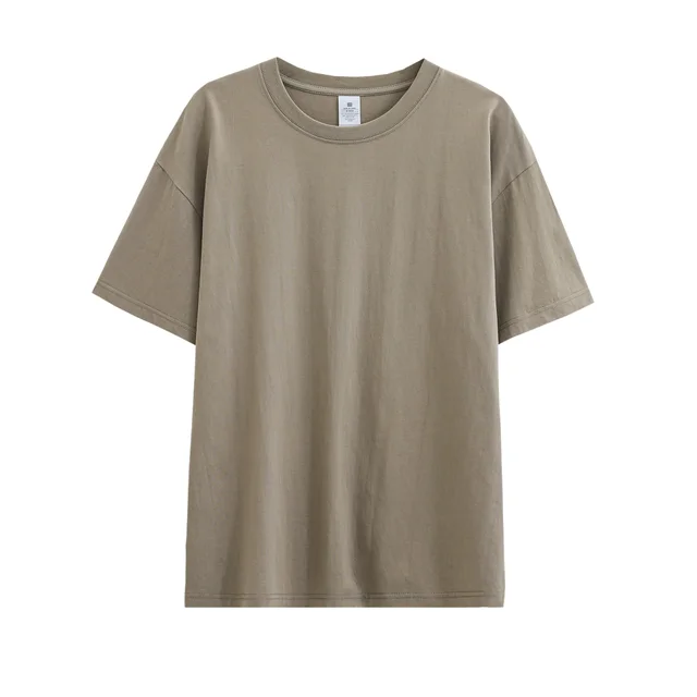 Solid Color Drop shoulder T shirt Women's Blank Shirt Khaki - Shop at LoveMi