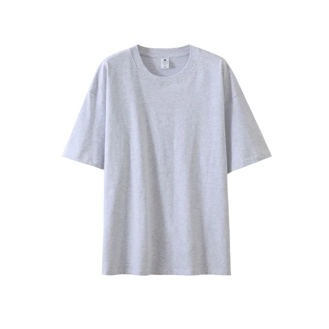 Solid Color Drop shoulder T shirt Women's Blank Shirt Light Gray - Shop at LoveMi