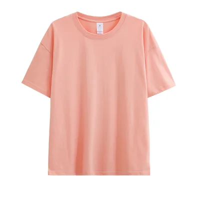 Solid Color Drop shoulder T shirt Women's Blank Shirt Pink - Shop at LoveMi